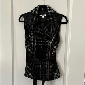 CAbi Black and White Plaid Vest